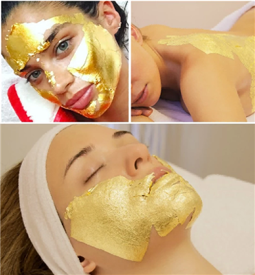 Arany levélpapír, jó termék a bőrápoláshoz, luxus dekorációs projekthez.